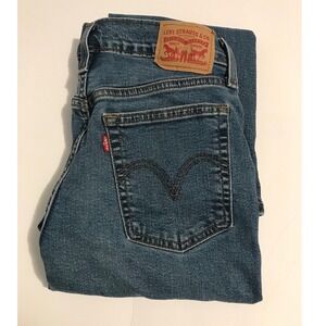 Levis Wedgie Straight Jeans Womens 28 x 26 Blue High Rise Button Fly Denim